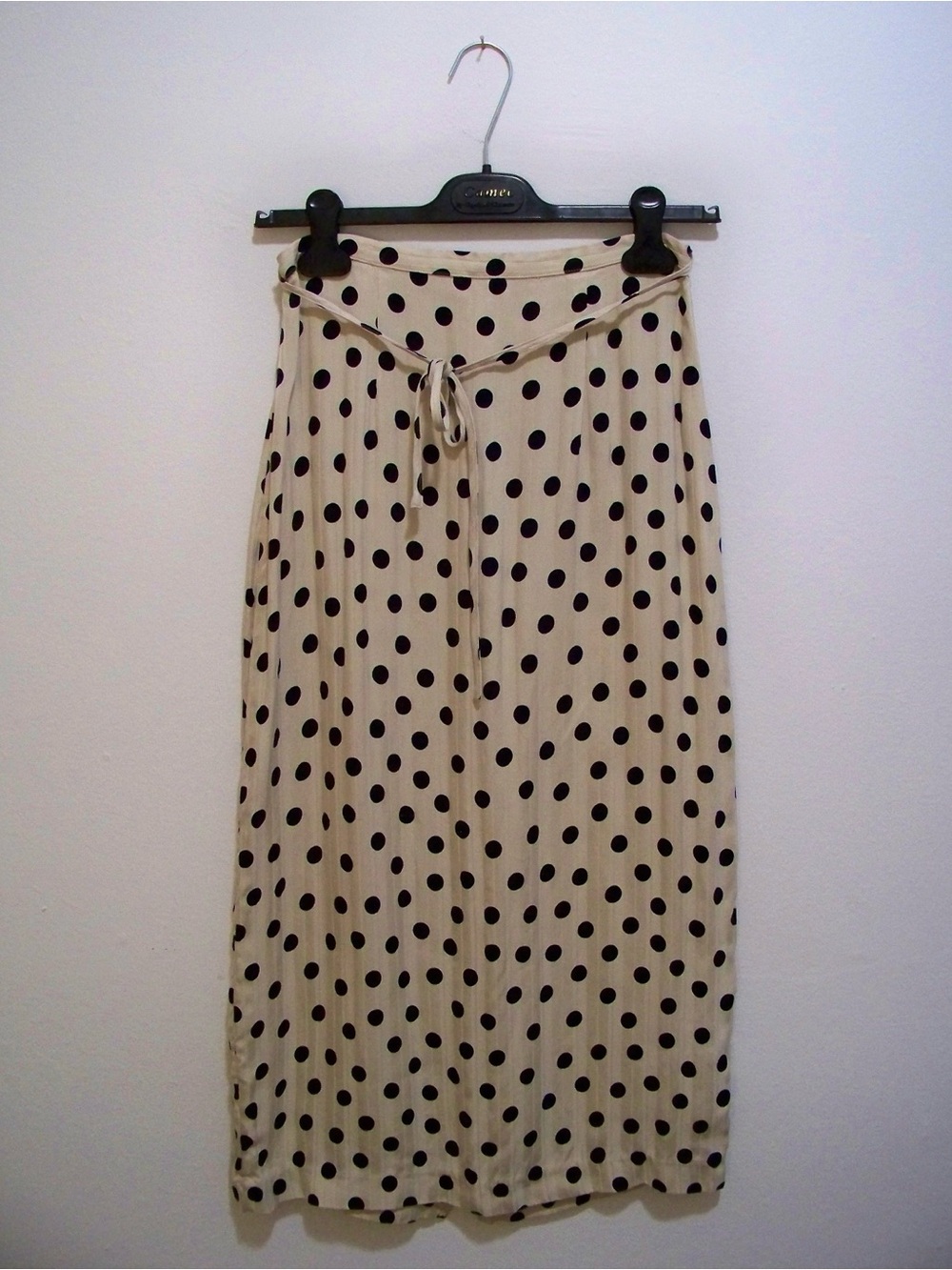 Rouje Paris Polka Dot Tie Waist Midi Skirt